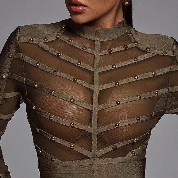 STUDDED BANDAGE MIDI DRESS - Picture 2 of 10